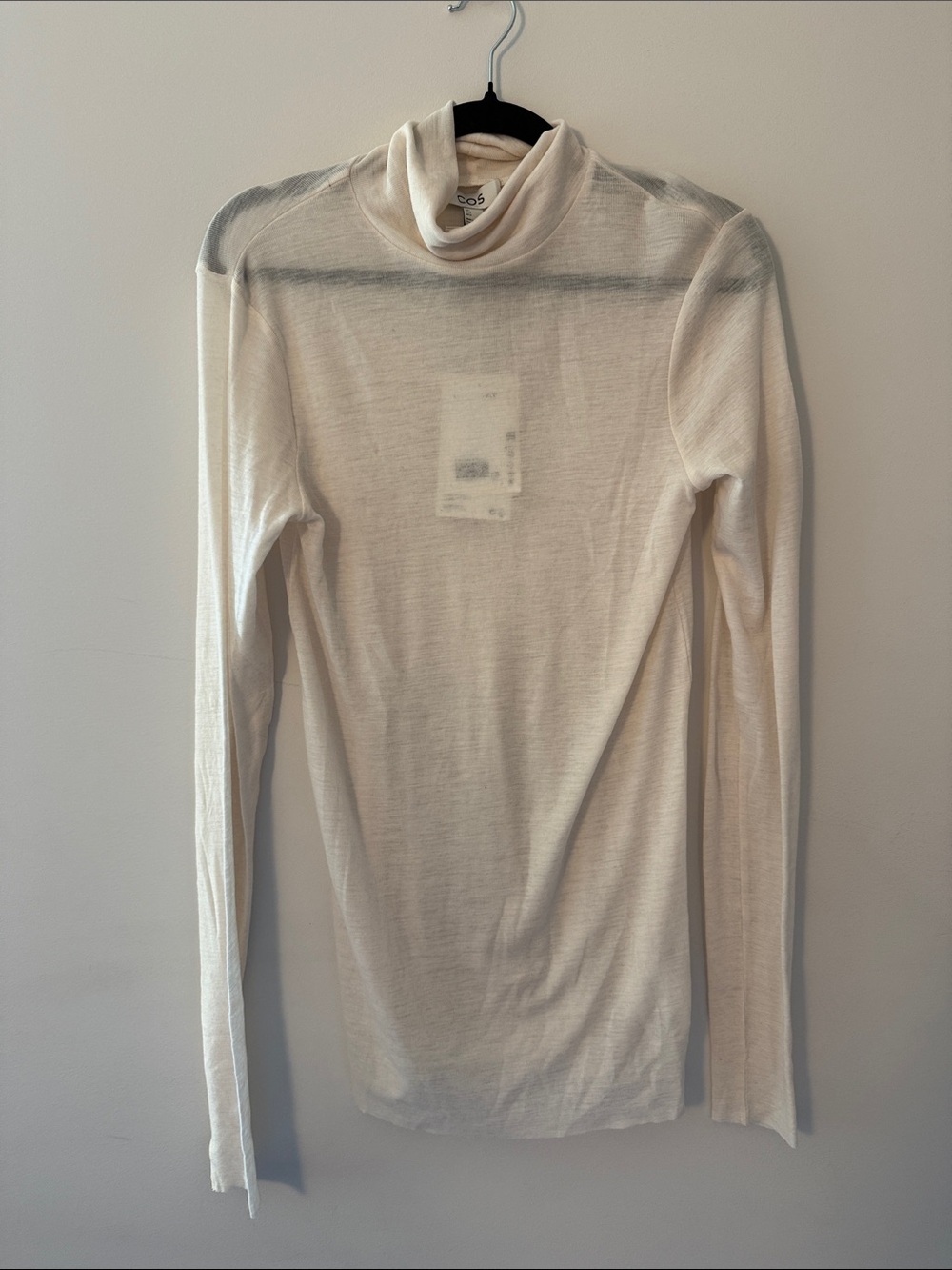 COS Sheer Cream Long-Sleeve Turtleneck Top